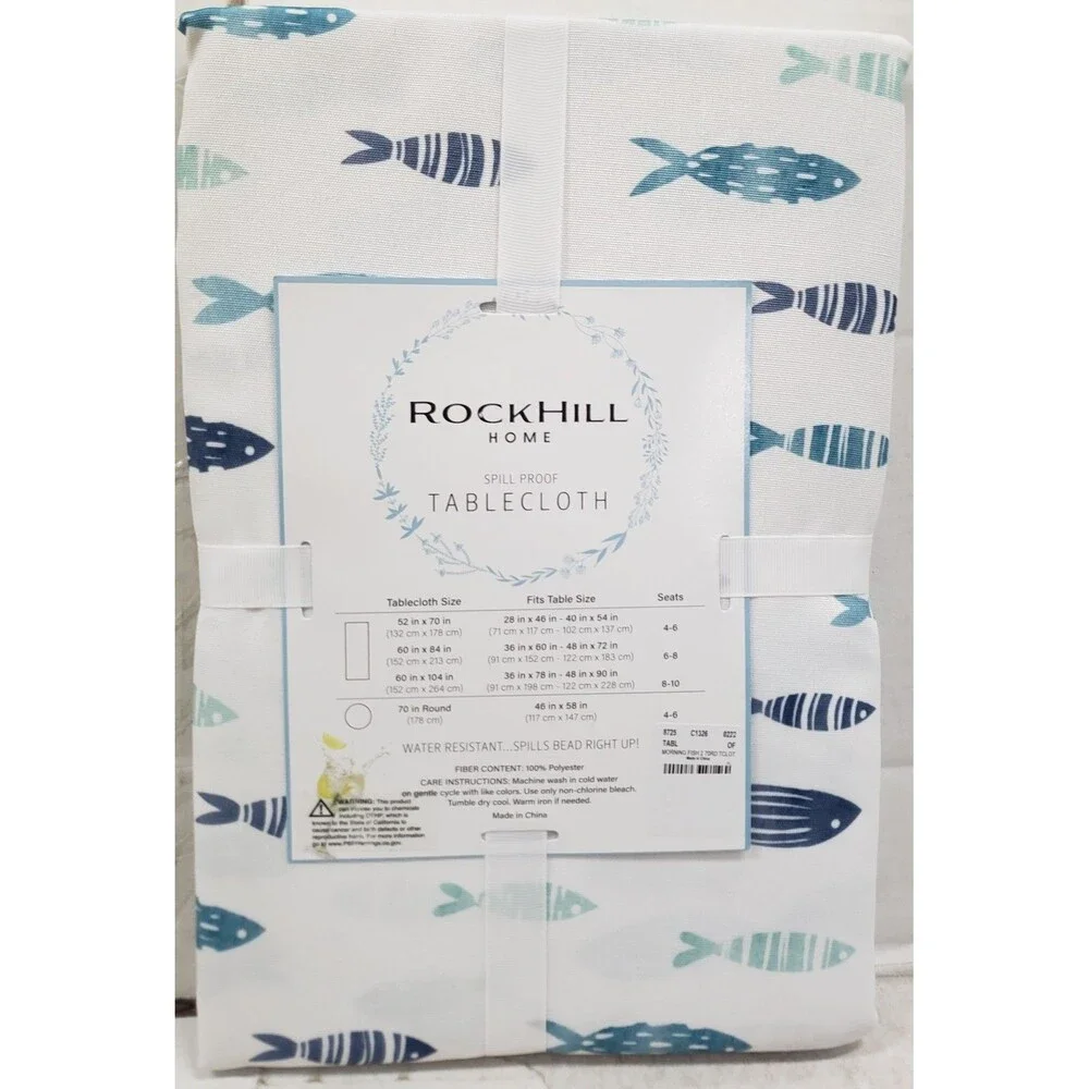 Printed Fabric Spillproof Tablecloth, 70